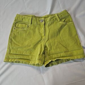 NEXT Girls Green Denim Shorts Adjustable Waist 12 Goblincore Cowgirl Streetwear